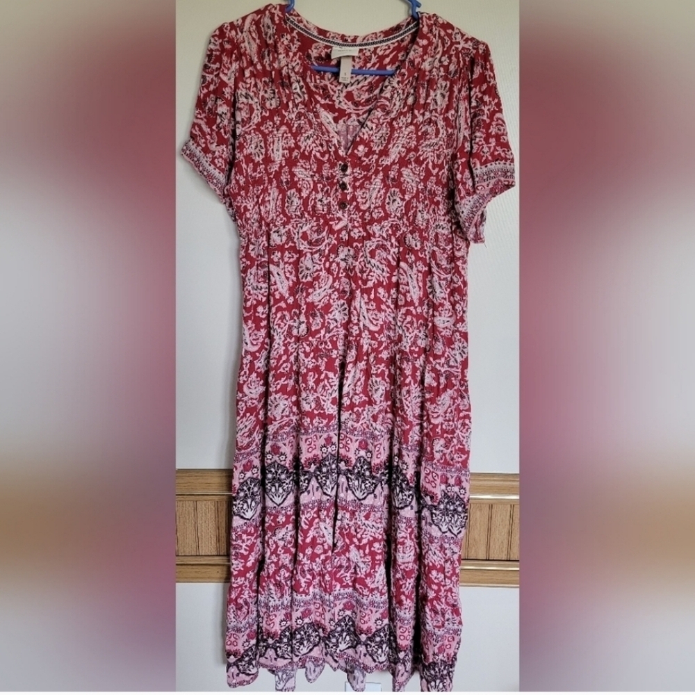 Knox Rose Boho Paisley Short Sleeve Dress Size Small